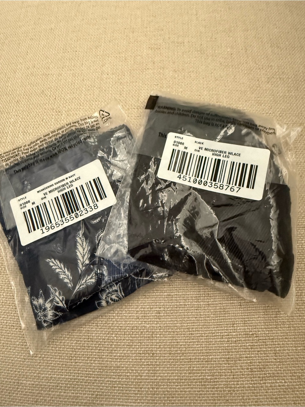 2 pair Soma vanishing edge panties Medium High Leg black, navy NWT in package